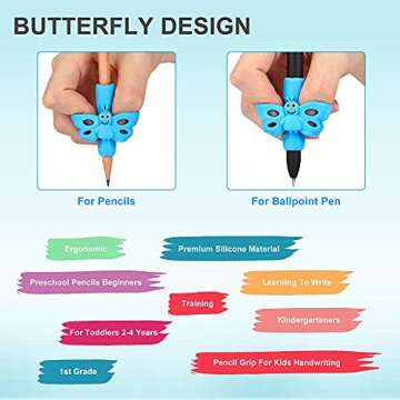 KOABBIT 8 Packs Pencil Grips Pencil Grips for Kids Handwriting for Toddlers & Preschoolers, Pencil Holder Grip Posture Correction Training Writing Aid.