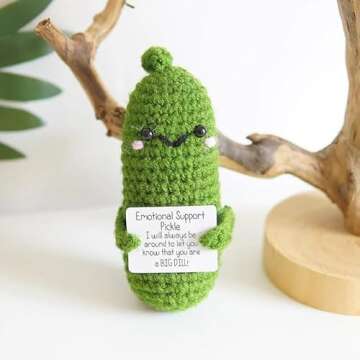 ruifengsheng Emotional Support Doll - Handmade Cucumber Crochet Doll for Quirky Decor and Gifts