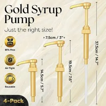 4 Pack Fresh Finest Coffee Syrup Pump Dispenser, Syrup Pump Is Compatible With Torani, Davinci, Jordans Skinny Syrups, Fits 25.4 Oz/750 ML Bottles, For Coffee Syrups, Teas, Snow Cones, Smoothies