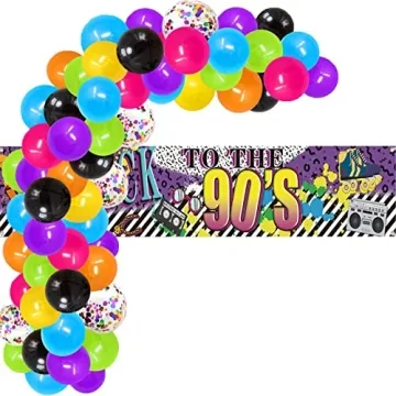 90's Birthday Hip Hop Balloons Garland Arch Decoration Kit with Banner