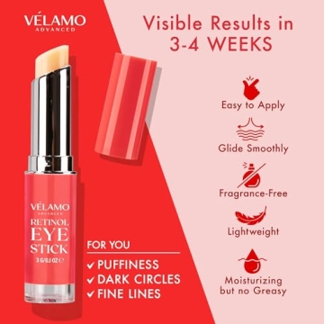 Retinol Eye Stick, Retinol Eye Cream, Retinol Cream, Retinol Face Cream, Under Eye Cream Anti Aging, Eye Cream, Brightening Eye Balm Reduces Fine Lines and Dark Circles, Visible Results in 3-4 Weeks