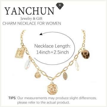 YANCHUN Charm Necklace Dainty Gold Necklace for Women Trendy Chunky Charm Paperclip Chain Necklace Western Jewelry Cowgirl Outfits for Women