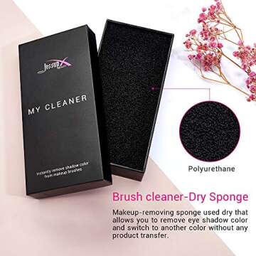 Jessup Makeup Brush Cleaner, Dry Makeup Brush Cleaner Sponge Quick Removal Color