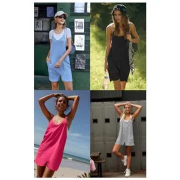 Ekouaer Womens Jumpsuits Summer Casual Sleeveless Romper Loose Spaghetti Strap And Fashion Shorts Overalls Jumpsuits With Pockets Black S