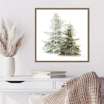 Amanti Art Vintage Holiday Trees 22x22 Framed Canvas Art