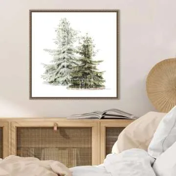 Amanti Art Vintage Holiday Trees 22x22 Framed Canvas Art