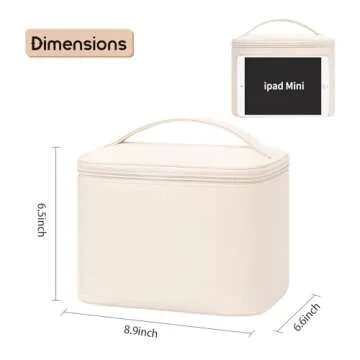 OCHEAL Makeup Bag, Large Capacity Make Up Bag for Cosmetics Vertical Storage,Toiletry Bag for Skincare Makeup Organizer Bag for Travel,With Makeup Brushes Compartments & Dividers -Beige
