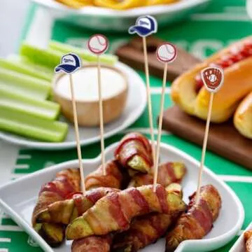 Baseball Cocktail Picks 5" Baseball End Decorative Toothpick Skewers Sticks for Appetizers Sandwich Food, Baseball Champions League MLB Sports Catered Event Birthday Decorations Themed Party Supplies
