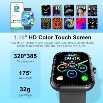 Smart Watch for Men Women (Answer/Make Call), 1.96" HD Fitness Watch with 112+ Sport Mode, IP68 Waterproof Fitness Tracker with Pedometer/Calories/Sleep/Heart Rate Monitor, Smartwatch for Android iOS
