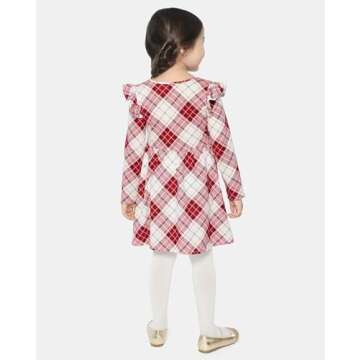 The Children's Place,and Toddler Long Sleeve Fashion Dress,4T Red Plaid