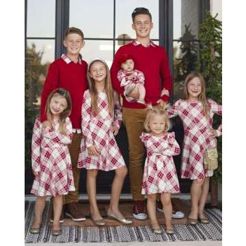 The Children's Place,and Toddler Long Sleeve Fashion Dress,4T Red Plaid