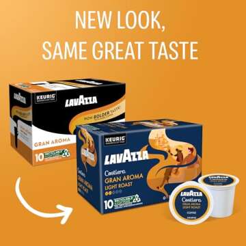 Lavazza Costiera Gran Aroma, Single-Serve Keurig K-Cup Pods, Light Roast Coffee, 60-Count Box (6 Pac...