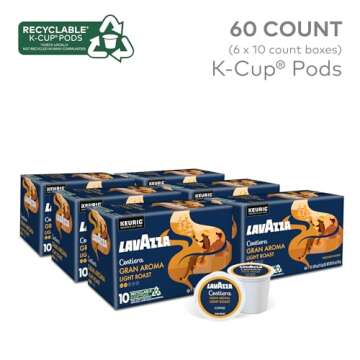 Lavazza Costiera Gran Aroma, Single-Serve Keurig K-Cup Pods, Light Roast Coffee, 60-Count Box (6 Packs of 10)