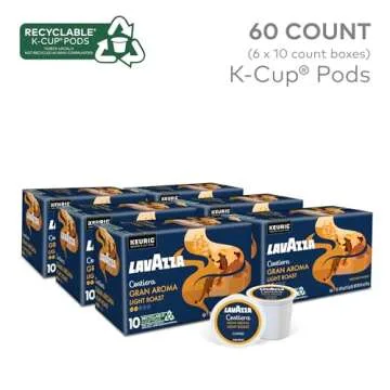Lavazza Costiera Gran Aroma, Single-Serve Keurig K-Cup Pods, Light Roast Coffee, 60-Count Box (6 Packs of 10)