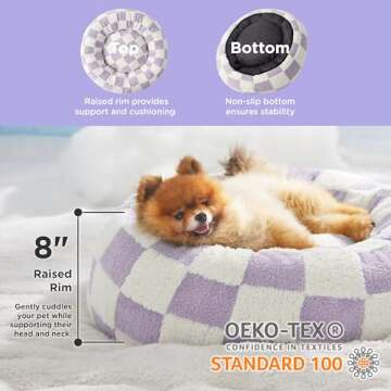 Lesure Donut Small Dog Bed - Round Cat Beds for Indoor Cats Calming Pet Beds, Cute Modern Beds with ...