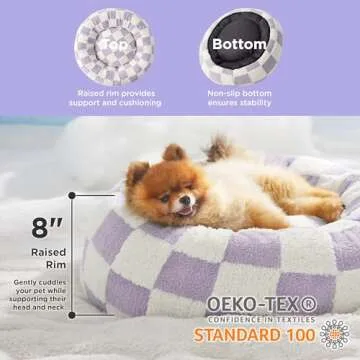 Lesure Donut Small Dog Bed - Round Cat Beds for Indoor Cats Calming Pet Beds, Cute Modern Beds with ...