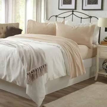 4 Piece Jersey Knit Full Cotton Blend Oatmeal Sheet Set | Ultra-Soft T-Shirt Jersey Bedding Sheets & Pillowcases | Heathered, Breathable, All Season Bed Sheets (Full, Oatmeal)