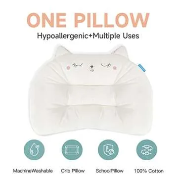 Choc chick Toddler Pillow,20X14inches Machine Washable Soft Hypoallergenic Kids Pillows,Child Cute Animal Perfect Toddler Pillows for Sleeping 2 Year Old (Cat)