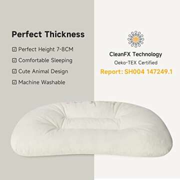 Choc chick Toddler Pillow,20X14inches Machine Washable Soft Hypoallergenic Kids Pillows,Child Cute Animal Perfect Toddler Pillows for Sleeping 2 Year Old (Cat)