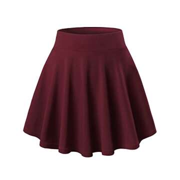 DJT Women's Basic Versatile Casual Stretchy Flared Pleated Mini Skater Skirt with Shorts XXX-Large W...