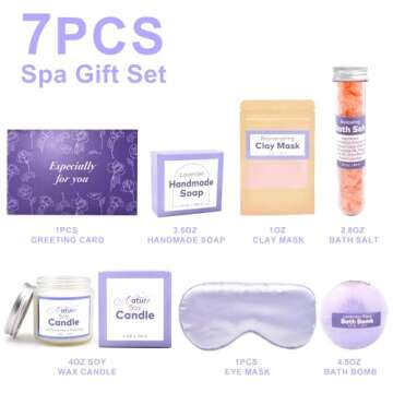 Ufeekare 7pcs Handmade Spa Gift Set, Handmade Skin Care Sets for Women,Relaxing Birthday Gift and Sp...