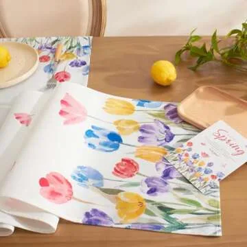 Softalker Tulip Flower Placemats Set of 4 - Vibrant Spring Decor