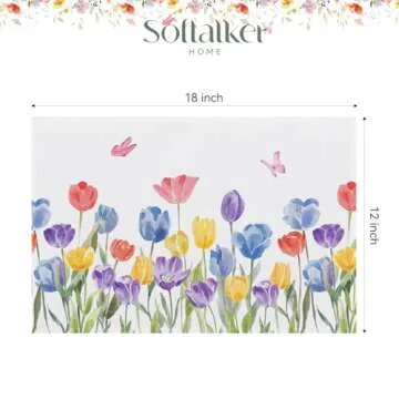 Softalker Tulip Flower Placemats Set of 4 - Vibrant Spring Decor