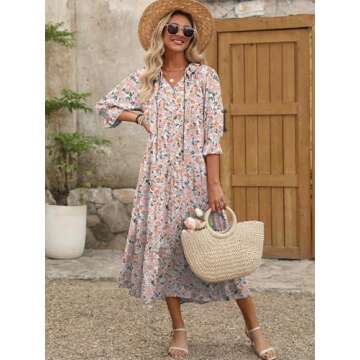 Stylish ANRABESS Boho Floral Maxi Dress for Women