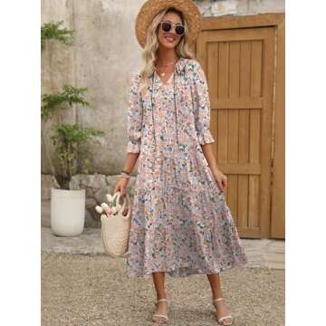 Stylish ANRABESS Boho Floral Maxi Dress for Women