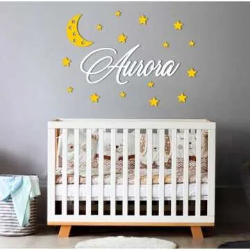 Personalized Custom Wood Name Sign with Stars Wooden Wall Stickers Nursery Name Sign, Personalized Baby Gifts Nursery Wall Decor Baby Name Sign Wooden Name Sign