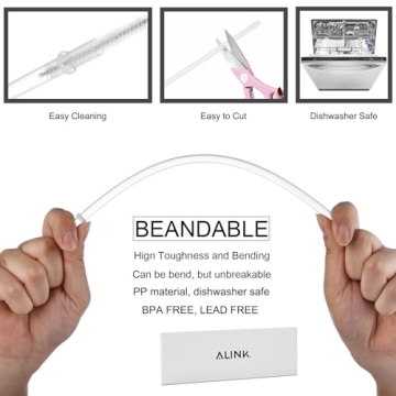 ALINK 12-Pack Clear Straws for Tumblers and Mugs