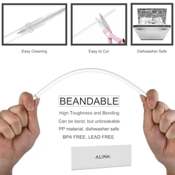 ALINK 12-Pack Clear Straws for Tumblers and Mugs