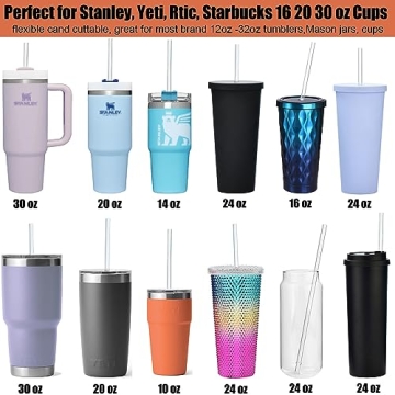 ALINK 12-Pack Clear Straws for Tumblers and Mugs