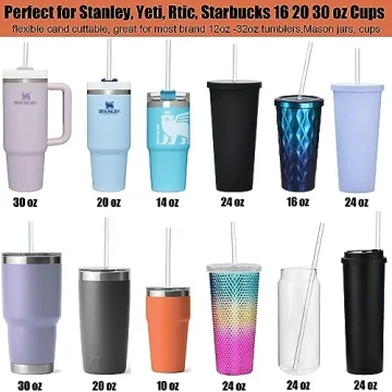 ALINK 12-Pack Clear Straws for Tumblers and Mugs