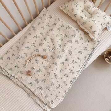 BuLuTu Large Muslin Toddler Blanket for Boys Girls Baby Bed Blankets Floral Print Swaddle Blankets S...