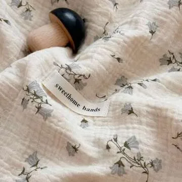 BuLuTu Large Muslin Toddler Blanket for Boys Girls Baby Bed Blankets Floral Print Swaddle Blankets Soft Breathable Toddler Crib Quilt, All Seasons,Hyacinth Pattern,47"x51"