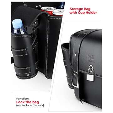 KEMIMOTO Motorcycle Saddlebags Throw Over Saddle bags 20L Faux Leather Side Luggage Bags with cup ho...