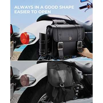 KEMIMOTO Motorcycle Saddlebags Throw Over Saddle bags 20L Faux Leather Side Luggage Bags with cup holder for Sportster Softail Dyna Rebel Shadow Universal Black