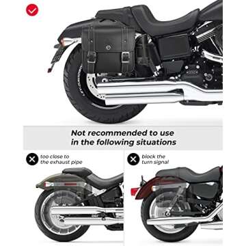 KEMIMOTO Motorcycle Saddlebags Throw Over Saddle bags 20L Faux Leather Side Luggage Bags with cup holder for Sportster Softail Dyna Rebel Shadow Universal Black
