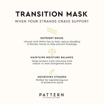 PATTERN Beauty by Tracee Ellis Ross Transition Mask, 11 Fl Oz, Breakage Barrier Hair Mask for Curlies, Coilies and Tight-Textures, 3a-4c