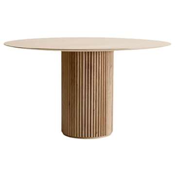 LITFAD Round Solid Wood Dining Table 35.4" - Modern Style