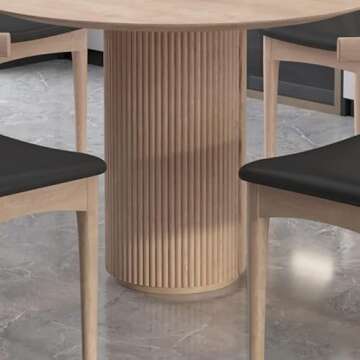 LITFAD Round Solid Wood Dining Table 35.4" - Modern Style