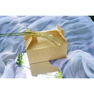 PandaPandaPPS 50 Pack Brown Gable Boxes (8.25"×5"×4") for Foods, Gifts and Party Favors Treat Boxes, Goodie Gift Boxes for Birthday, Wedding, Baby Shower