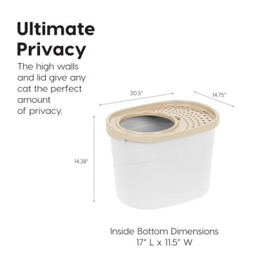 IRIS USA Large Top Entry Cat Litter Box, Dog Proof