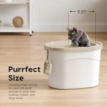 IRIS USA Large Top Entry Cat Litter Box, Dog Proof