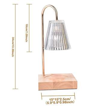 Singring Candle Warmer Lamp Gold Electronic Melting Wax Crystal Lamp with Timer Brightness Adjustable for Large Jar Scented Wax Melts with 2 Bulbs (Transparent)