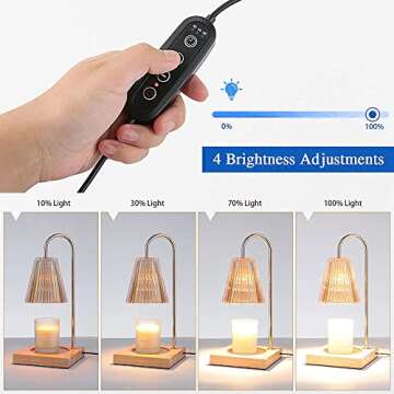 Singring Candle Warmer Lamp Gold Electronic Melting Wax Crystal Lamp with Timer Brightness Adjustable for Large Jar Scented Wax Melts with 2 Bulbs (Transparent)
