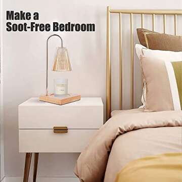 Singring Candle Warmer Lamp Gold Electronic Melting Wax Crystal Lamp with Timer Brightness Adjustable for Large Jar Scented Wax Melts with 2 Bulbs (Transparent)