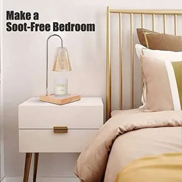 Singring Candle Warmer Lamp Gold Electronic Melting Wax Crystal Lamp with Timer Brightness Adjustable for Large Jar Scented Wax Melts with 2 Bulbs (Transparent)