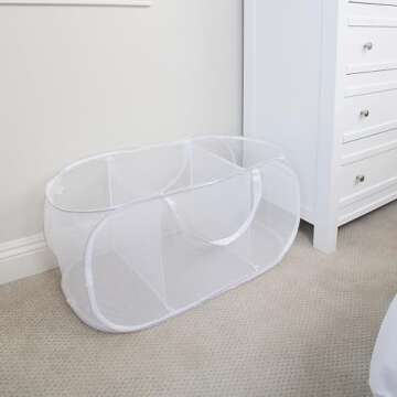 Smart Design Deluxe Mesh Laundry Hamper for Home Organization